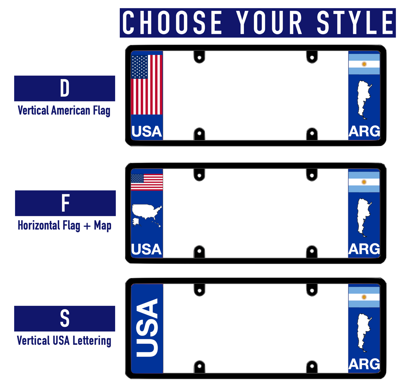 DFS Argentina ARG Patented License Plate Frame Holder