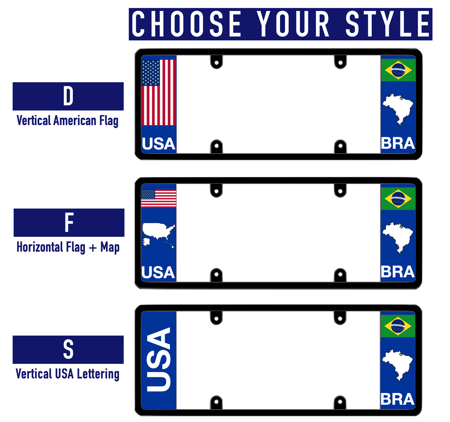 DFS Brazil BRA Patented License Plate Frame Holder