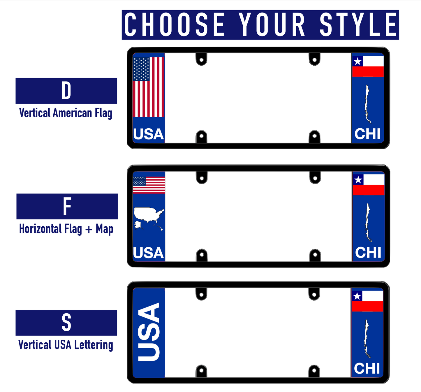 DFS Chile CHL Patented License Plate Frame Holder