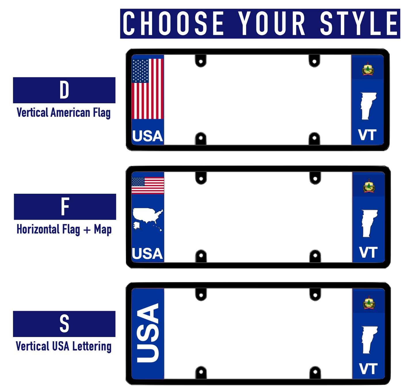 DFS Vermont VT Patented License Plate Frame Holder