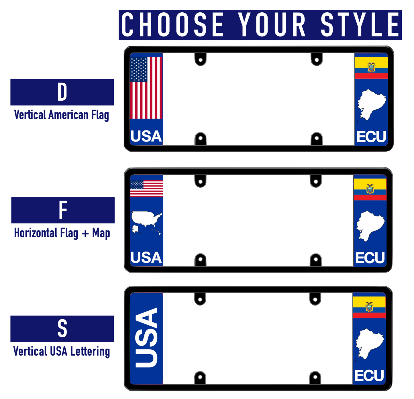 DFS Ecuador ECU Patented License Plate Frame Holder