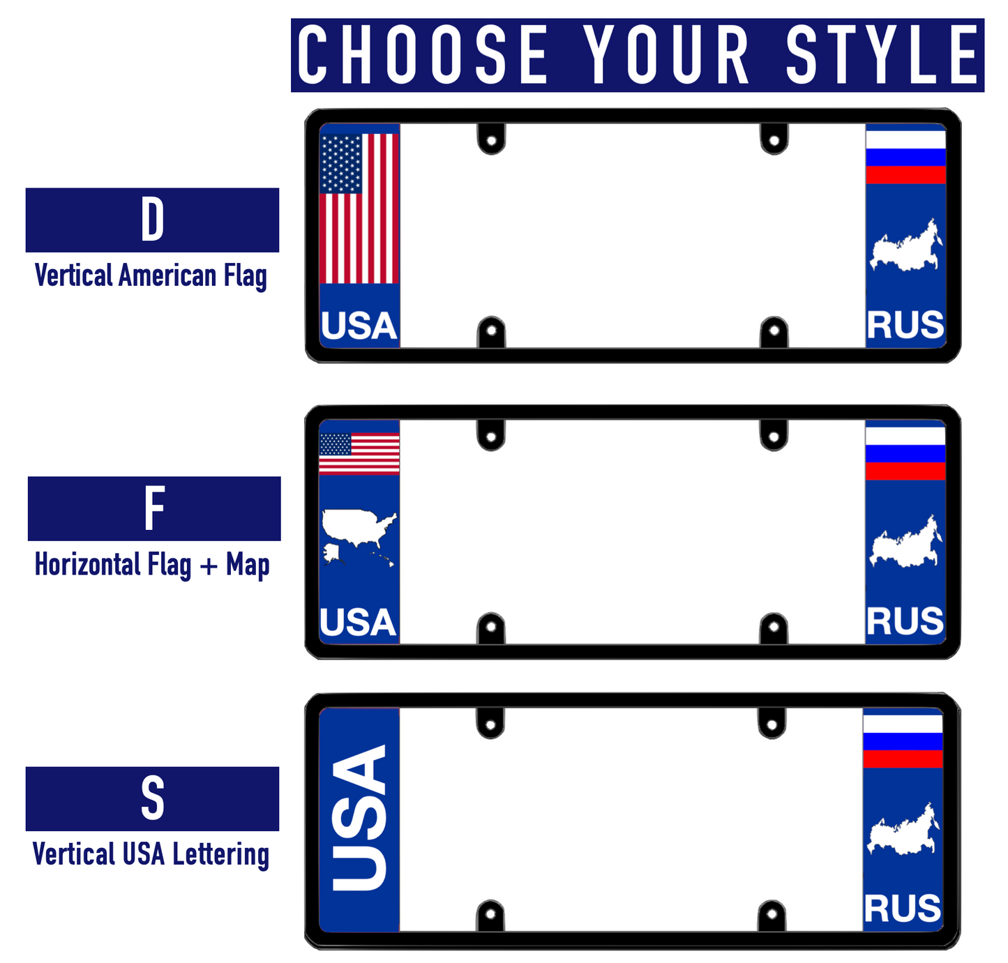 DFS Russia RUS Patented License Plate Frame Holder