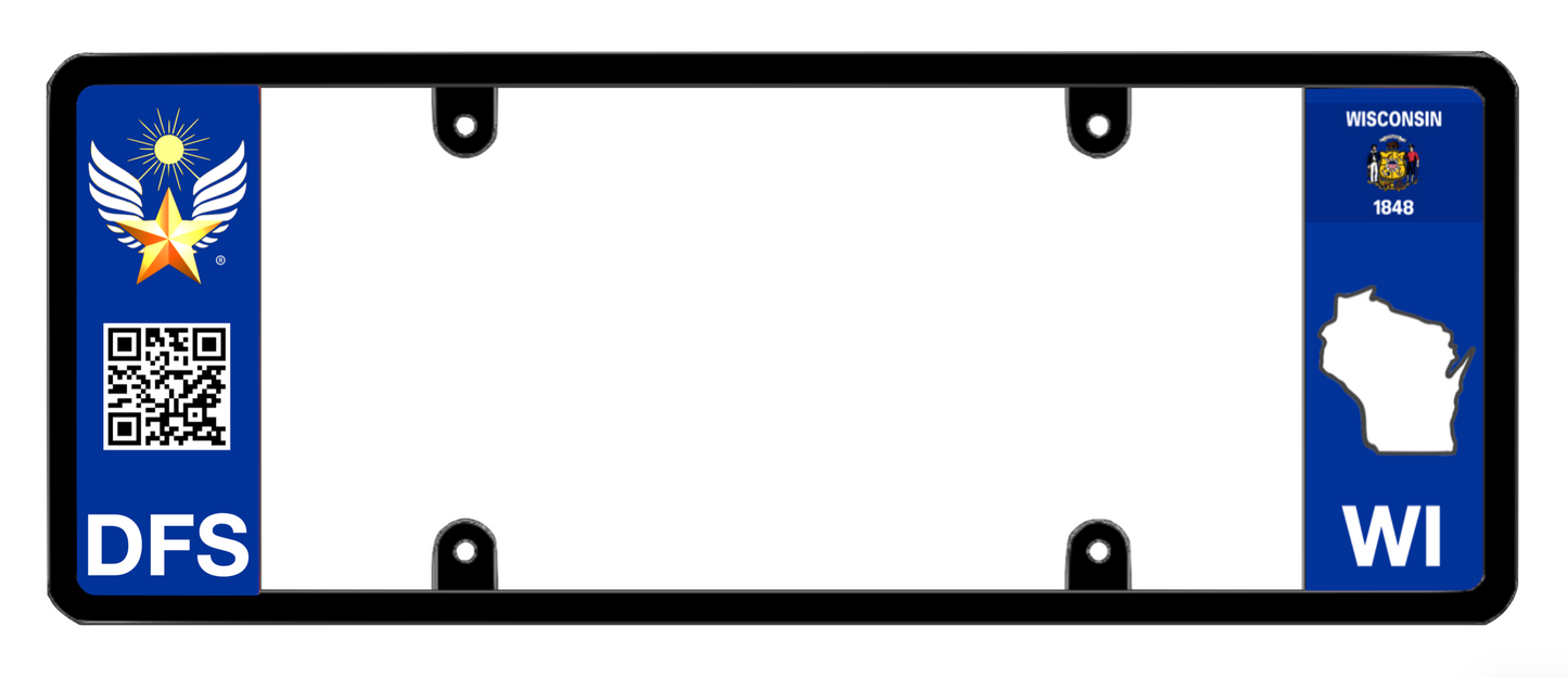 DFS Wisconsin WI Patented License Plate Frame Holder