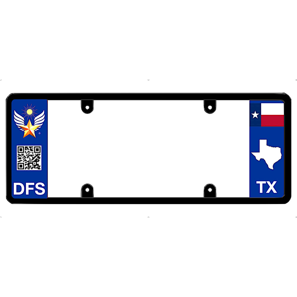 Texas license plate frame with Texas design on a white background