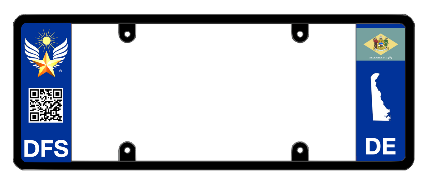 DFS Delaware DE Patented License Plate Frame Holder