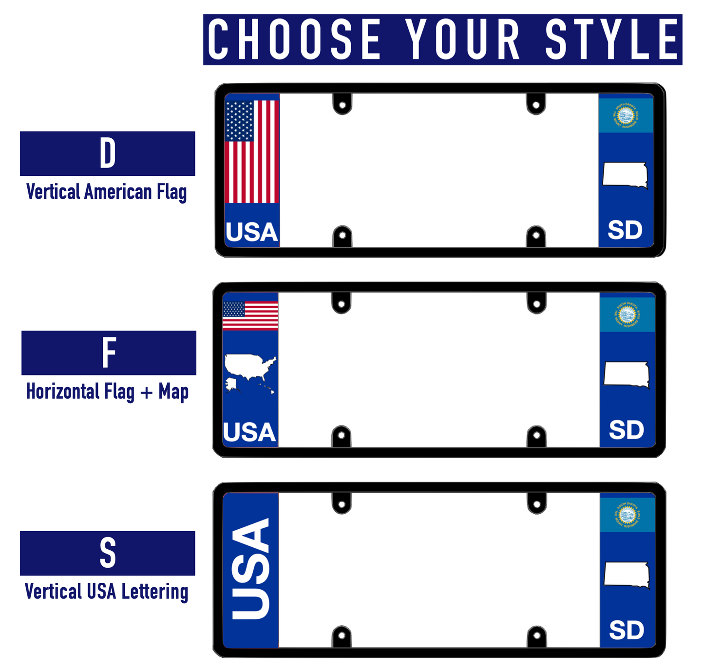 DFS South Dakota SD Patented License Plate Frame Holder