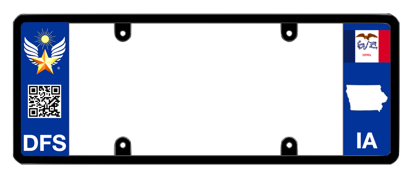 DFS Iowa IA Patented License Plate Frame Holder