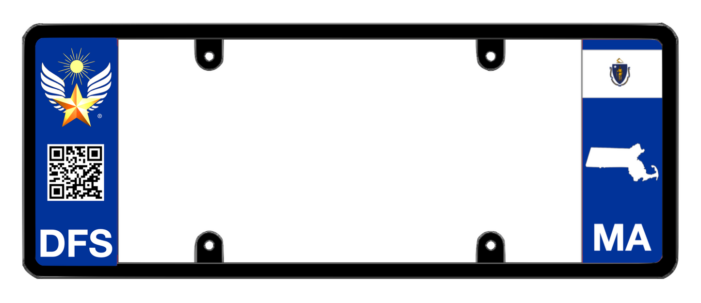 DFS Massachusetts MA Patented License Plate Frame Holder