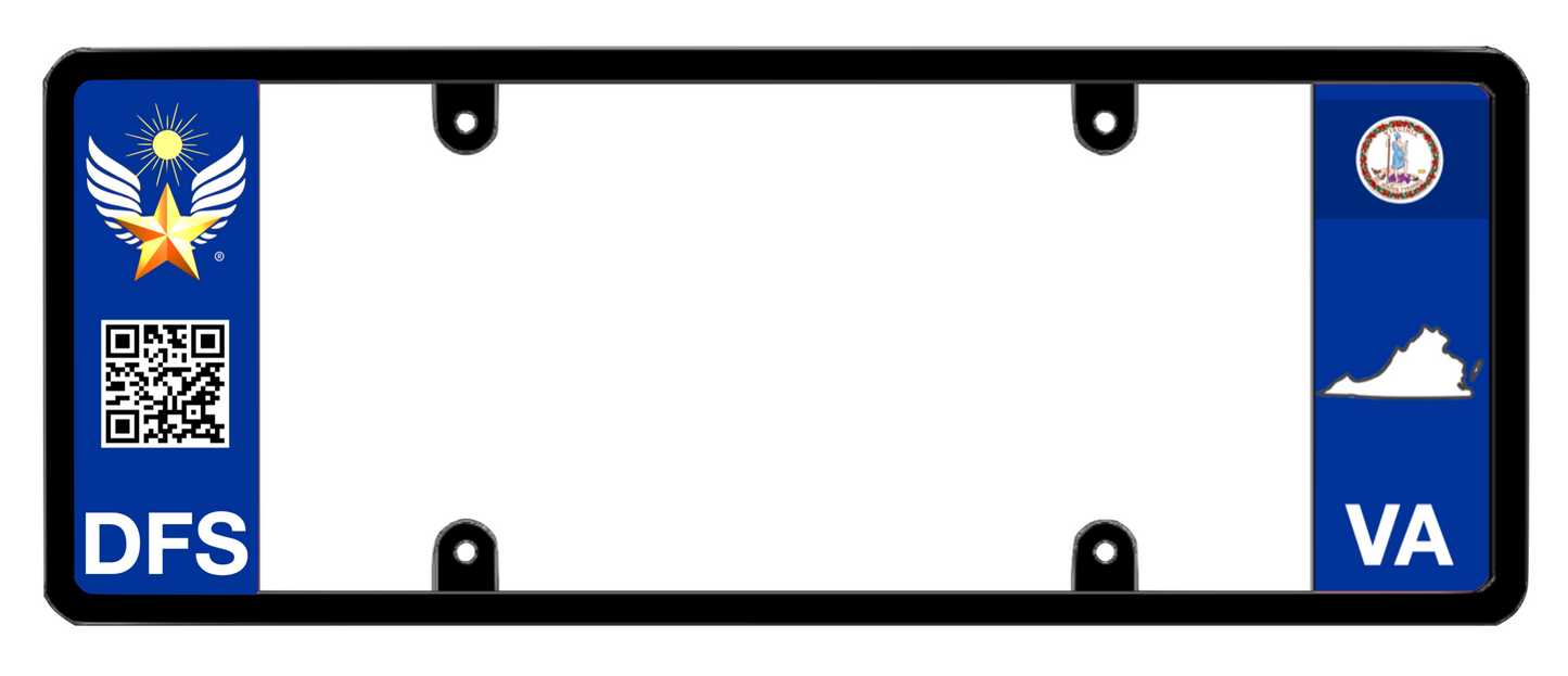 DFS Virginia VA Patented License Plate Frame Holder
