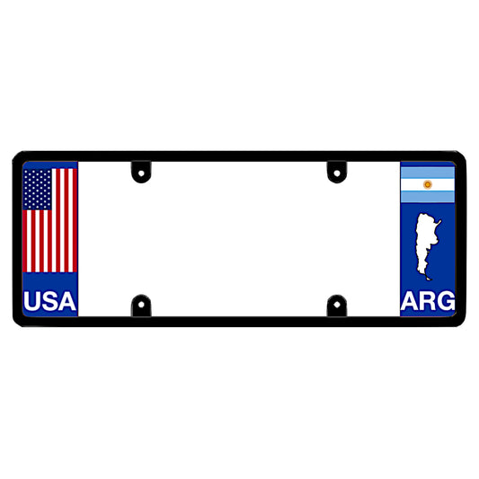 Argentina license plate frame with USA and Argentina flags on a white background