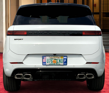 white range rover with DFS official license frame of America choosing international countries or states options to drive your identity by DFSbrands.com for Argentinian