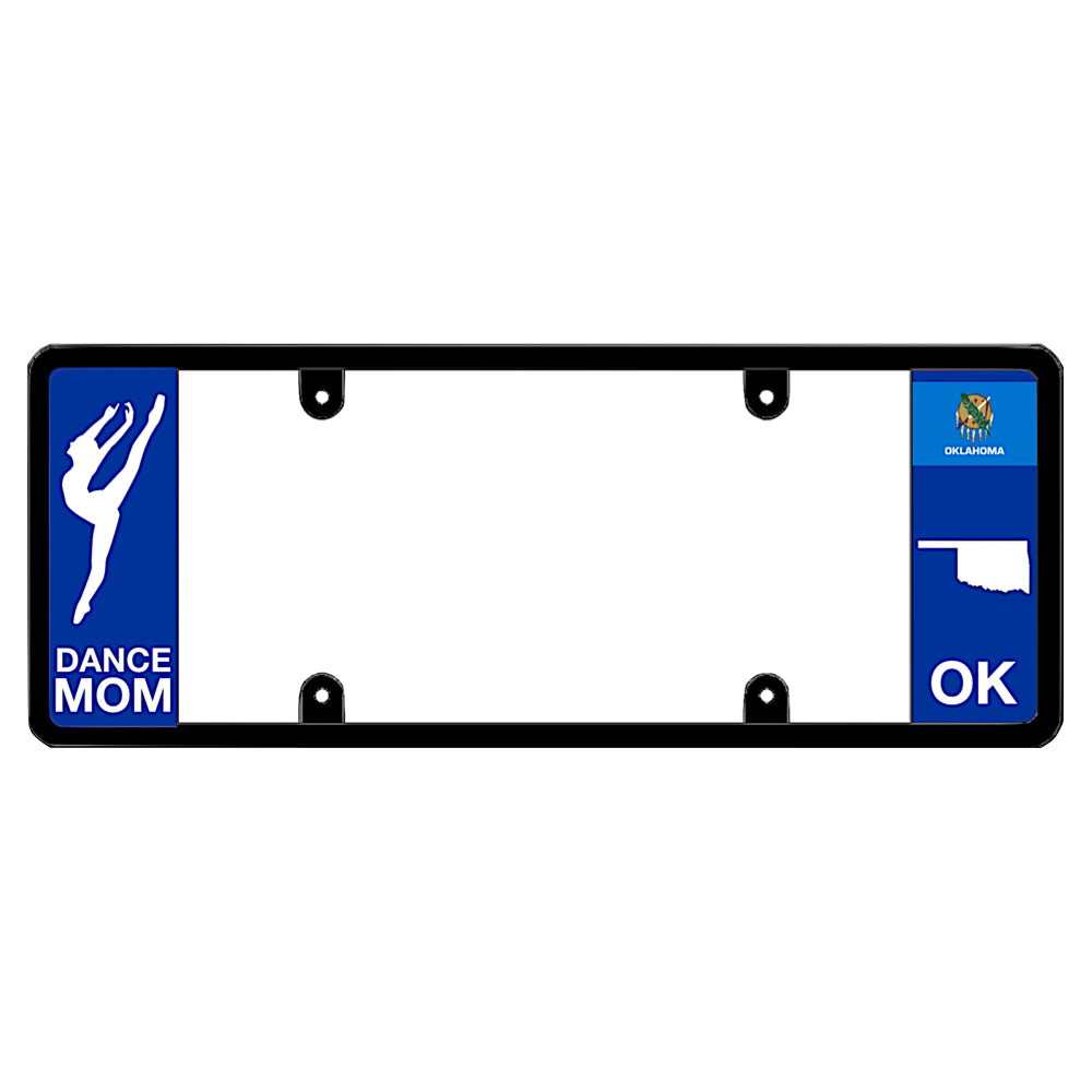 Dance Mom Euro style vanity frame with dancer icon and Oklahoma state badge, perfect gift for OK dance families.