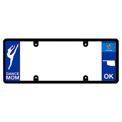 Dance Mom Euro style vanity frame with dancer icon and Oklahoma state badge, perfect gift for OK dance families.