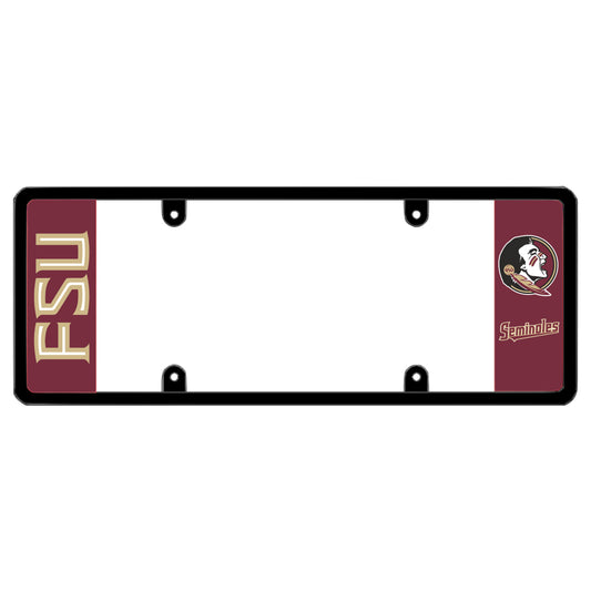 Garnet license plate frame with Florida State University logo on a white background