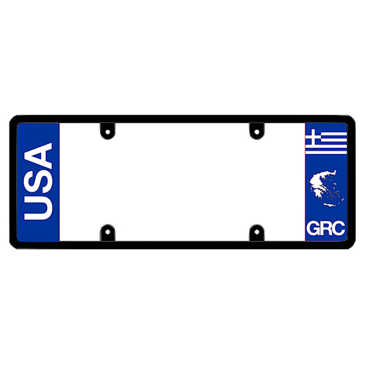 Greece license plate frame USA with Greece flag and map