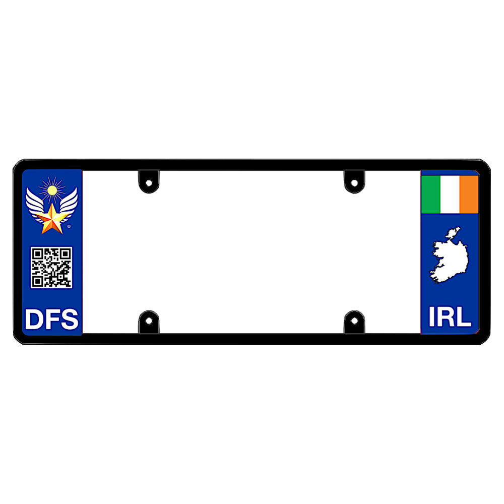 Ireland crest custom DFS logo frame with scannable QR code and  personalized Irish novelty car gift