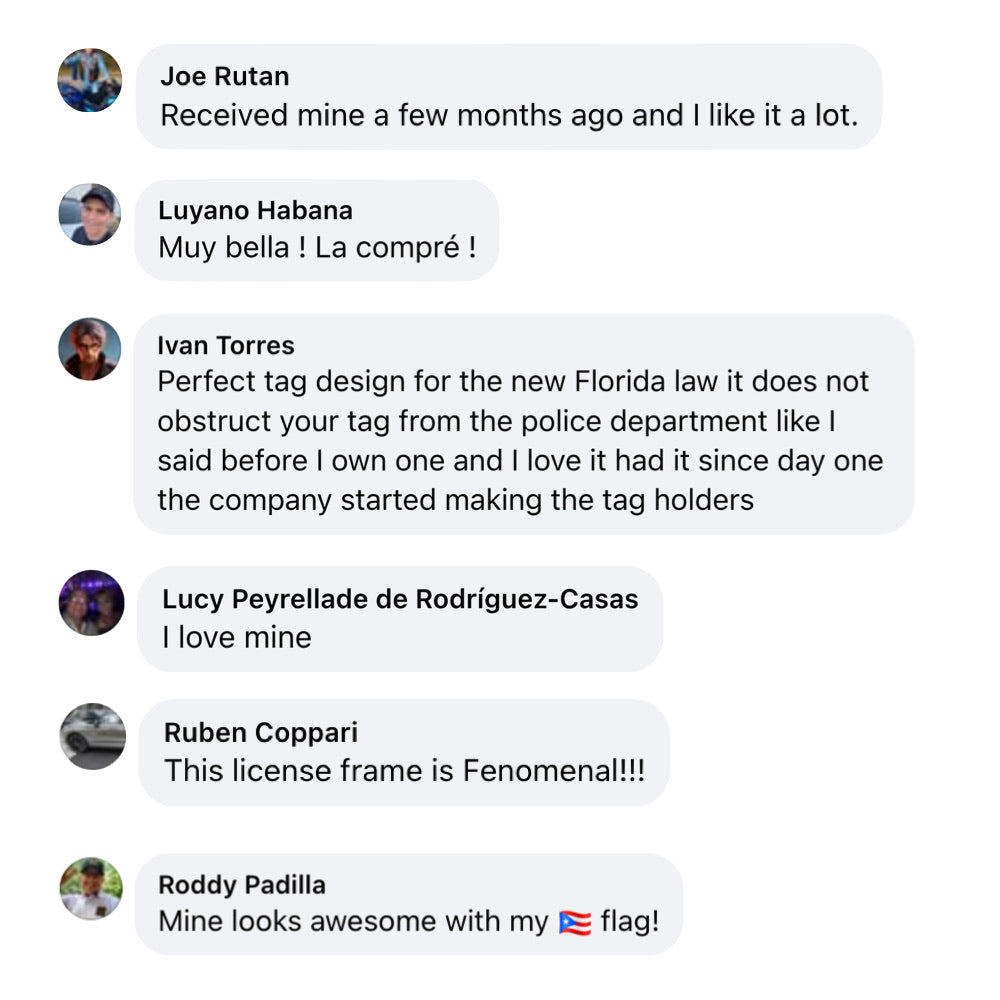 Social media true reviews  DFS  license plate frame patented.