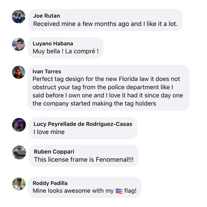 Social media true reviews  DFS  license plate frame patented.
