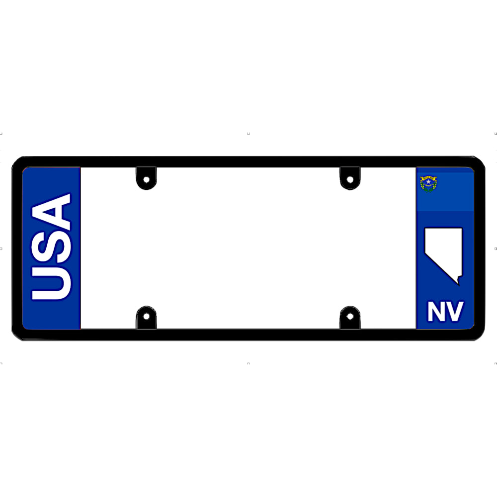 Nevada license plate frame with 'USA' and 'NV' text to drive your identity