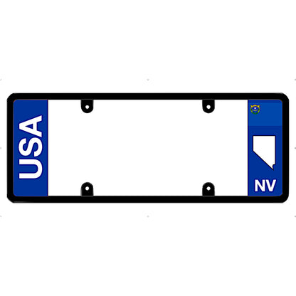 Nevada license plate frame with 'USA' and 'NV' text to drive your identity