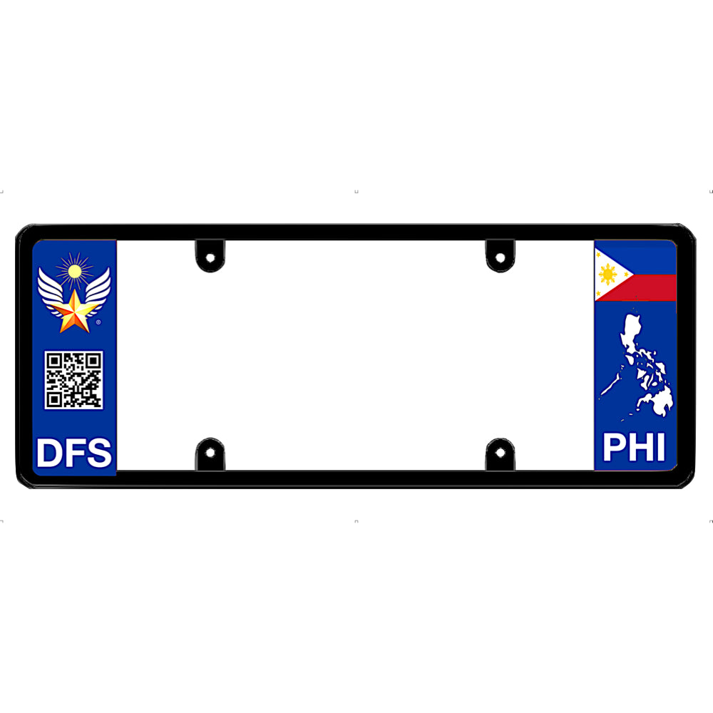 Car license plate frame with Philippine flag design on a white background
