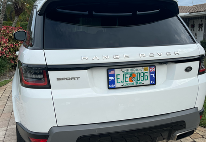 White range rover sport with official license frame of America International countries and states option to drive your identity by DFSbrands.com