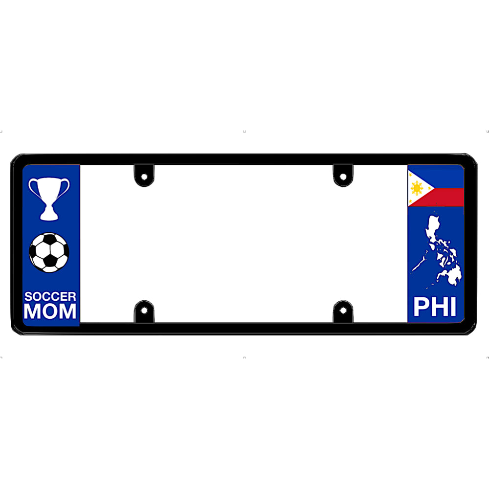 License plate frame with soccer mom design and Philippine flag