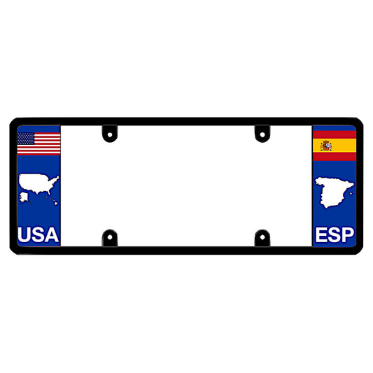 Espana license plate frame with USA and Spain flags
