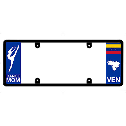 License plate frame with 'Dance Mom' and Venezuelan flag design on a white background