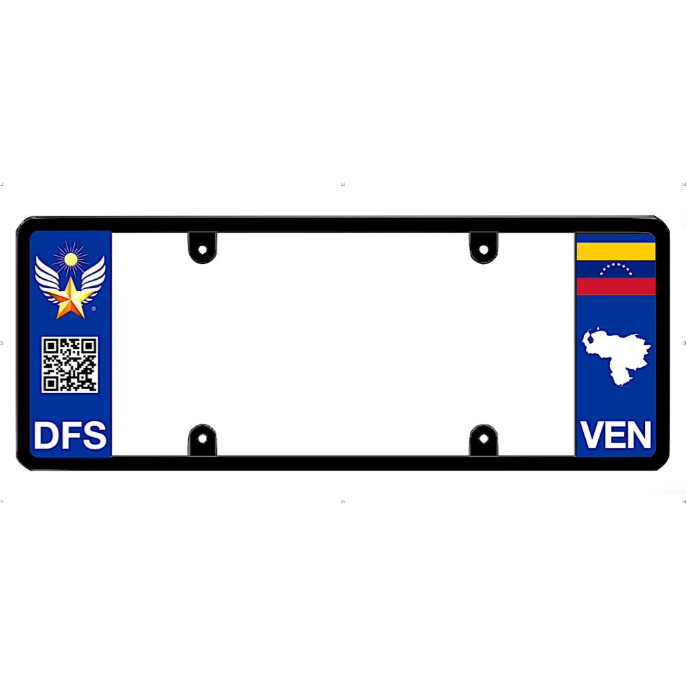 Venezuela car license plate frame with Venezuelan flag design on a white background