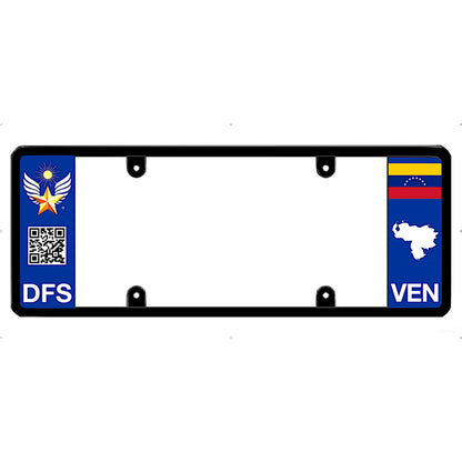Venezuela car license plate frame with Venezuelan flag design on a white background